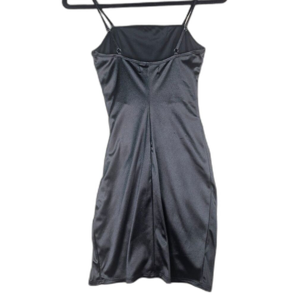 Emerald Sundae Black Satin Bodycon Mini Dress XXS NWT Party Cocktail - Picture 2 of 15